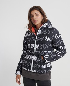 Superdry Density Visions Reversible Puffer Női Kabát Fekete | WXYLK7091